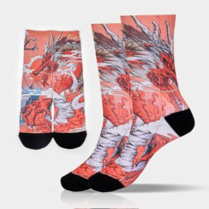 Casual Red Dragon Volcano Sun Tree Mountains Micro Crew Men Women Unisex Socks