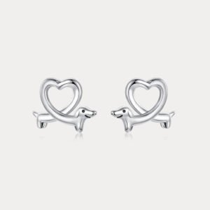 Heart Dachshund Stud Earrings
