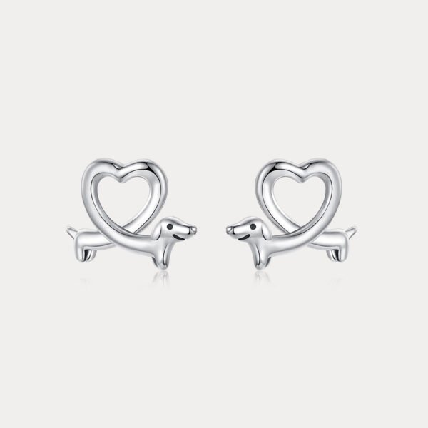 Heart Dachshund Stud Earrings