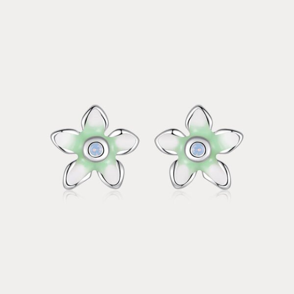 Green Flower Stud Earrings