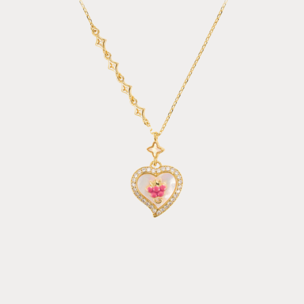Grape Heart Halo Necklace