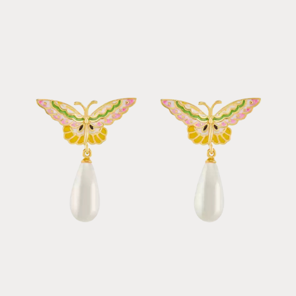 Butterfly Pearl Drop Earrings