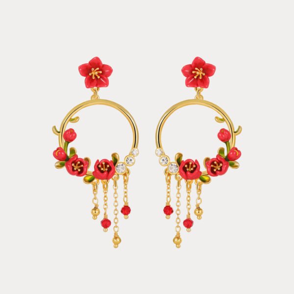 Begonia Flower Tassel Earrings