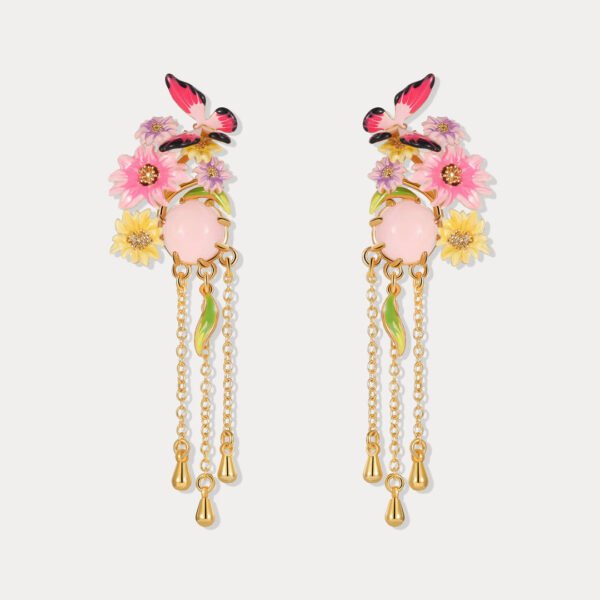 6Z0A1746 Butterfly Love Flower Tassel Earrings