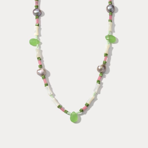 Green Dainty Bead Necklace