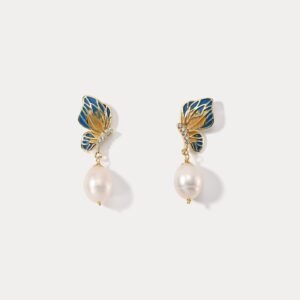 Butterfly Pearl Dangling Earrings