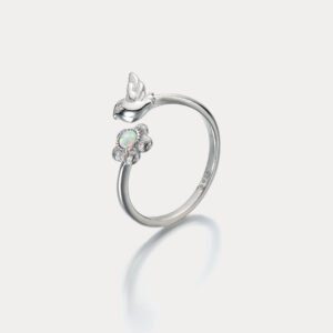 Bird and Flower Opal Ring