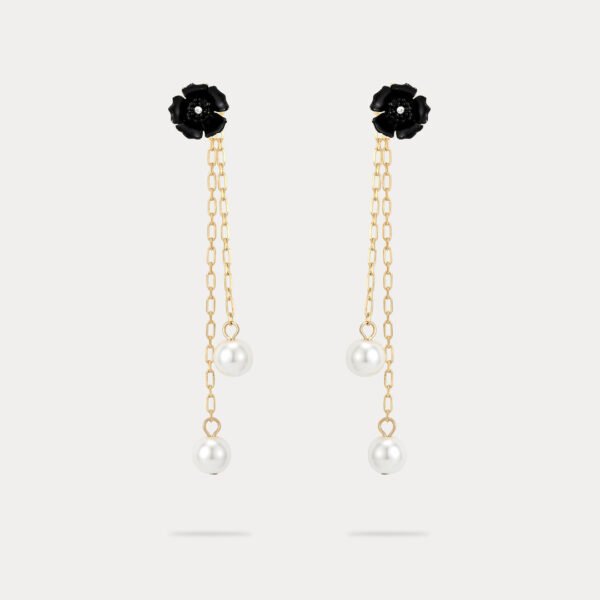 DSC_7682-1 Black Flower Pearl Earrings