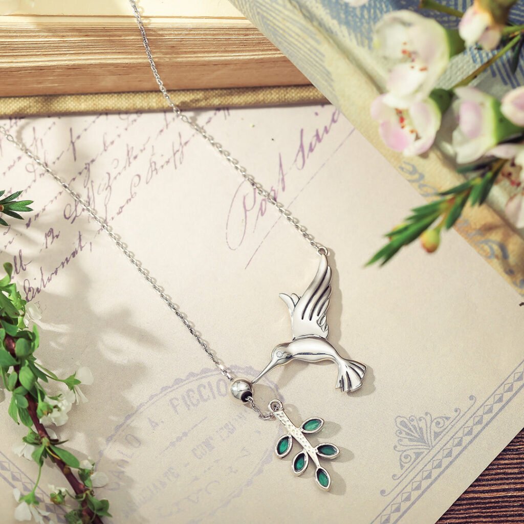 Hummingbird & Olive Branch Necklace