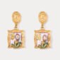 Antique Tulip Oil Painting Earrings
