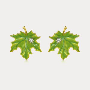 Green Maple Leaf Earrings